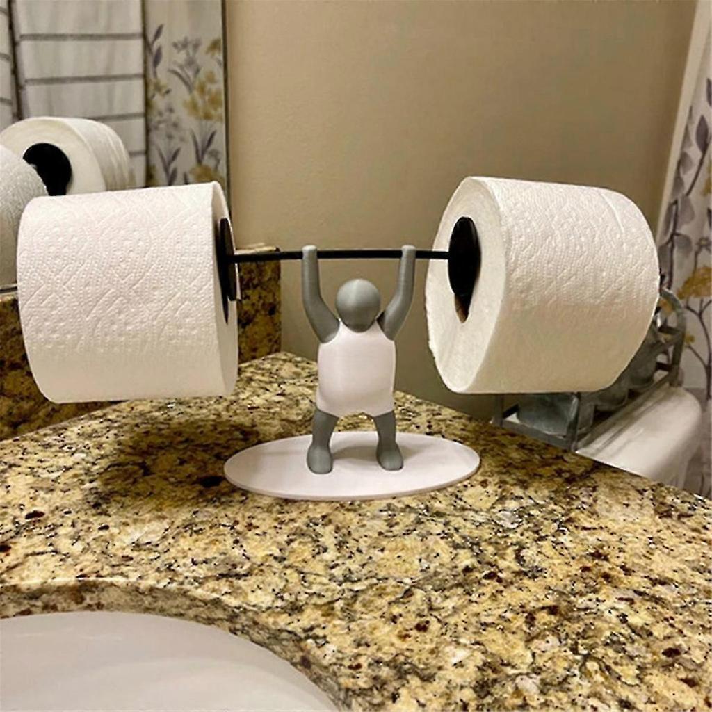 Fitness Weightlifting Man Toilet Paper Holder Interesting Bathroom Decoration 3d Printed Paper Holder less