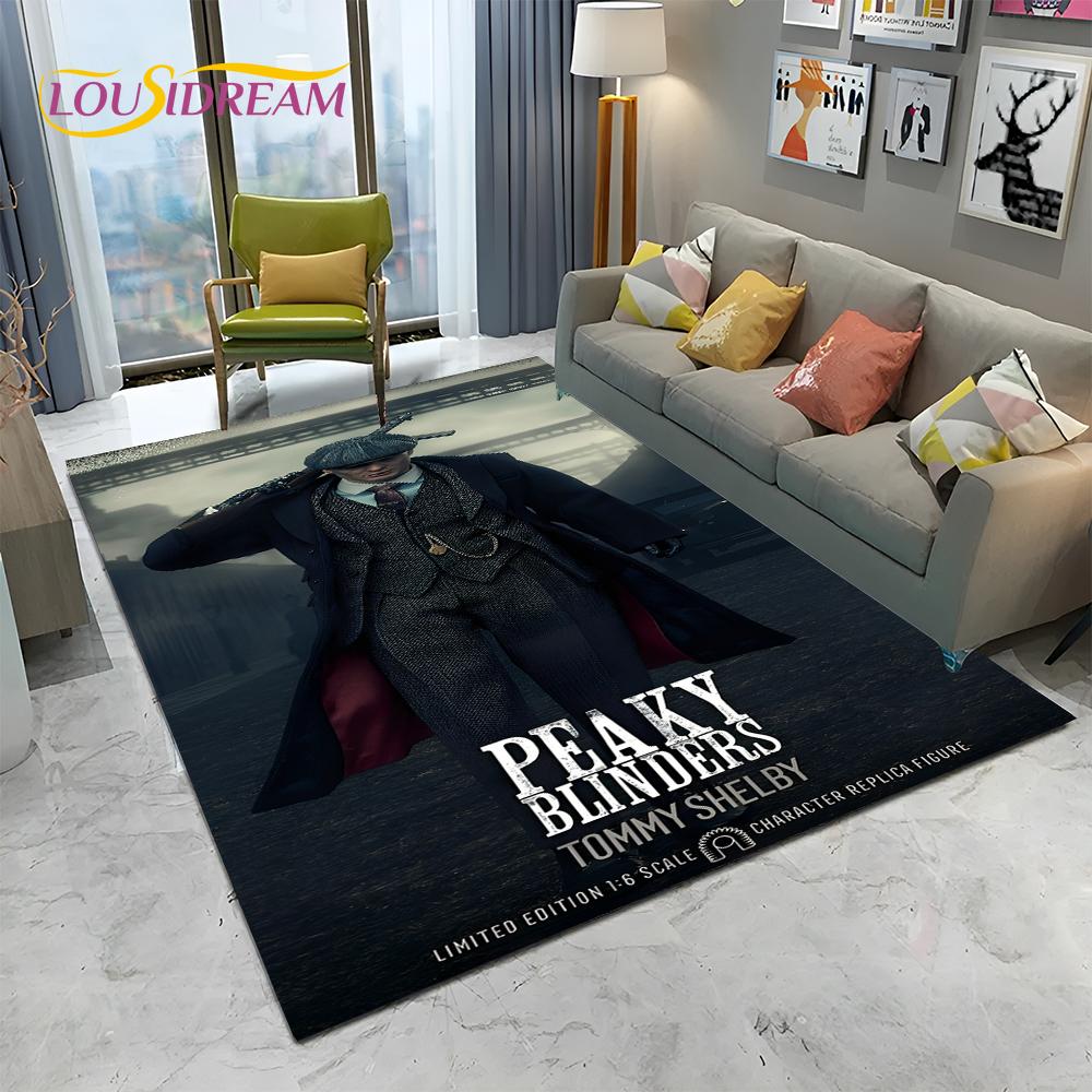 HD Tommy Shelby 3D P-Peaky Blinders Carpet Rug for Home Living Room Bedroom Sofa Doormat Decor,kids Area Rug Non-slip Floor Mat