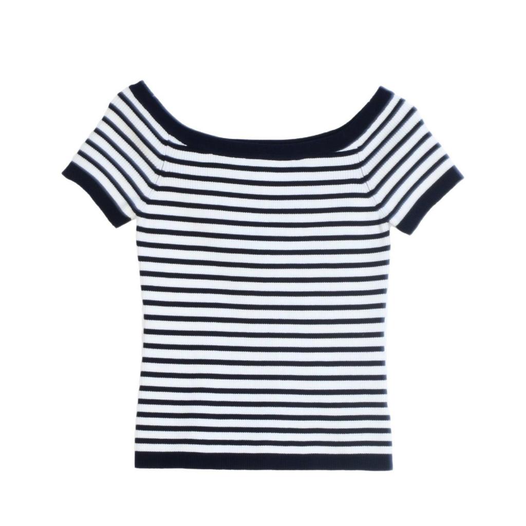 Women's Striped One-Shoulder Short-Sleeve Knit Top - Sexy Backless Ice Silk T-Shirt