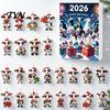 2026 Holiday Atmosphere Gift Set Christmas Cow Ornament Advent Calendar 2026, 24 Days 2D Acrylic Hanging Pendant Flat for Car Rearview Mirror