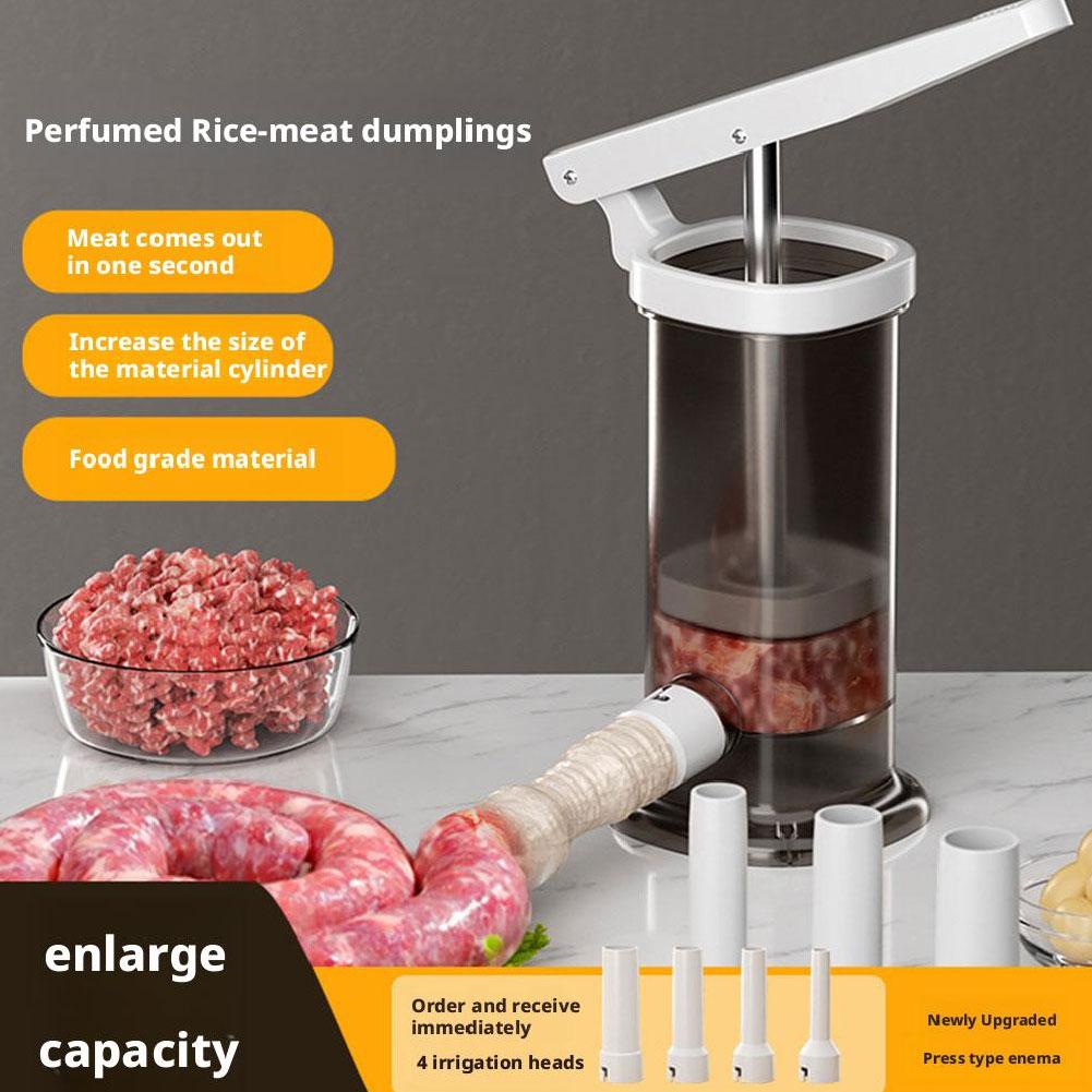 Homemade Sausage Maker with Stuffing Pipe Manual Fast Meat Stuffer Filling Machine Large Capacity Heavy Duty Kitchen Tools