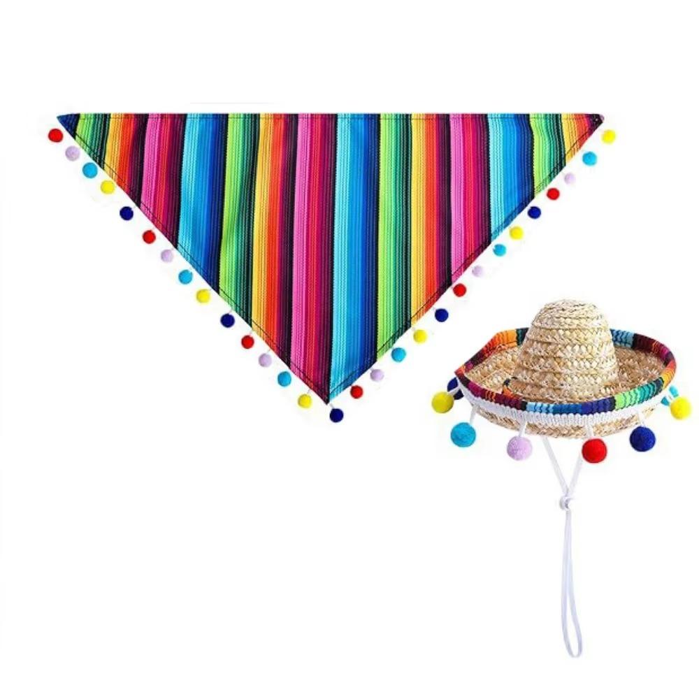 

Non-slip Porch Goose Decoration Set Headband Pet Hat Scarf Striped Pet Triangle Scarf Pet Supplies Set 2