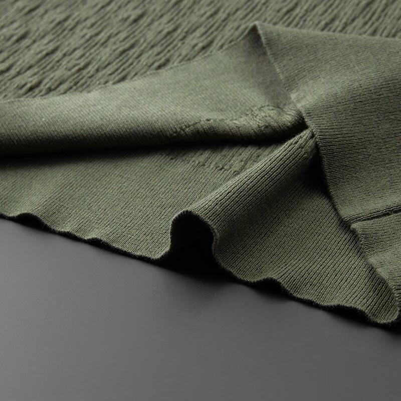 Men's Plus Size Pleated Short Sleeve Knit Sweater