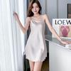 Summer 2024 Sexy Ice Silk Backless Nightdress - Women’s Swing Collar Suspender Skirt Pajamas