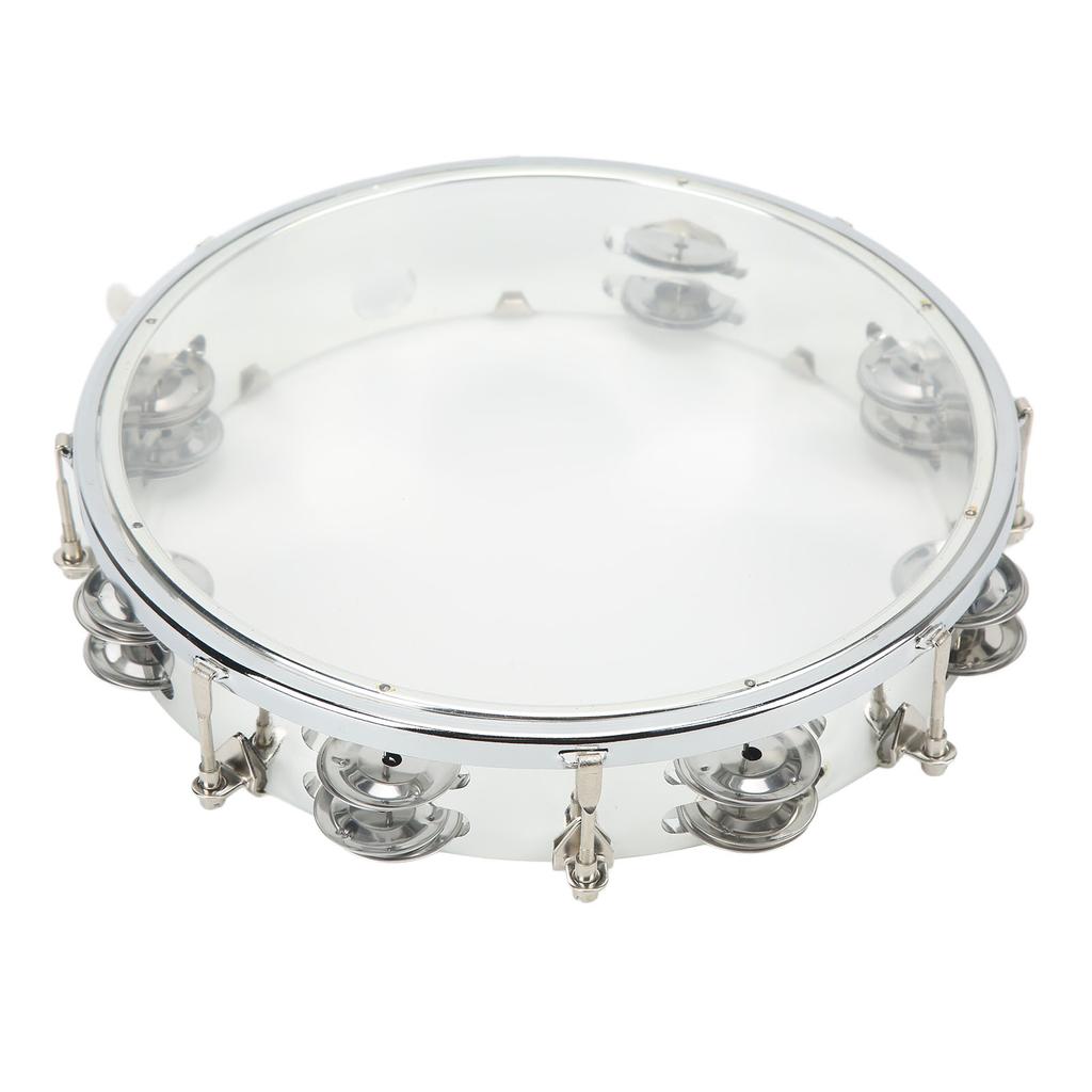 10in Hand Drum Adjustable Tone Double Row ABS Light Hand Bell Handheld Percussion Transparent
