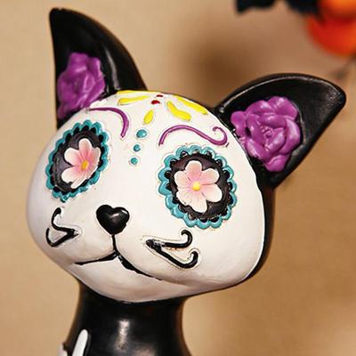 Halloween Resin Animal Statue Skeleton Dog Cat Figurines Room Decor Halloween Decorations Table Centerpieces for Porch Patio