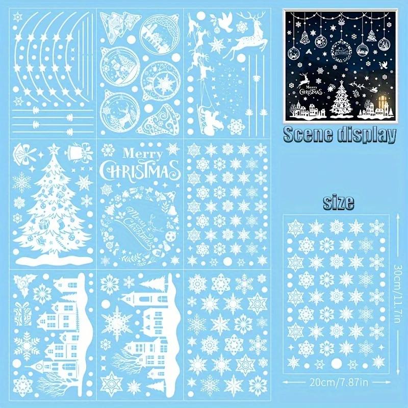2pcs Christmas Removable Self-Adhesive Window Wall Stickers Set Holiday Home Decor Decals for Living Room Bedroom Porch Entryway