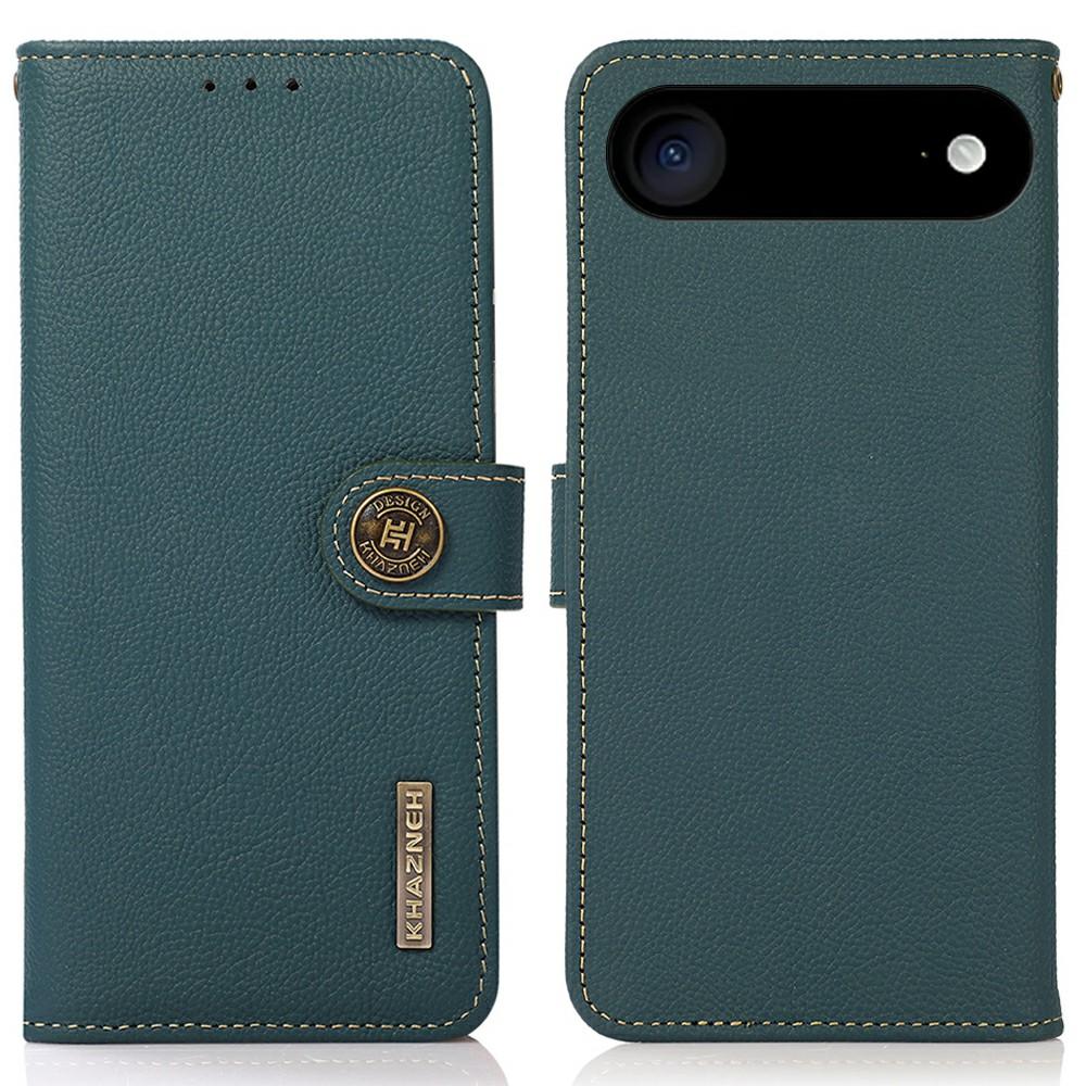 KHAZNEH for iPhone 17 Air Case Genuine Cow Leather RFID Blocking Wallet Phone Cover