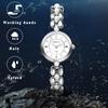 Waterproof Pearl Watch with Roman Analog Stylish Bangle Bracelet Fashion Watch for Women Perfect for or as a Gift for Her Cute, Women's Numerals,