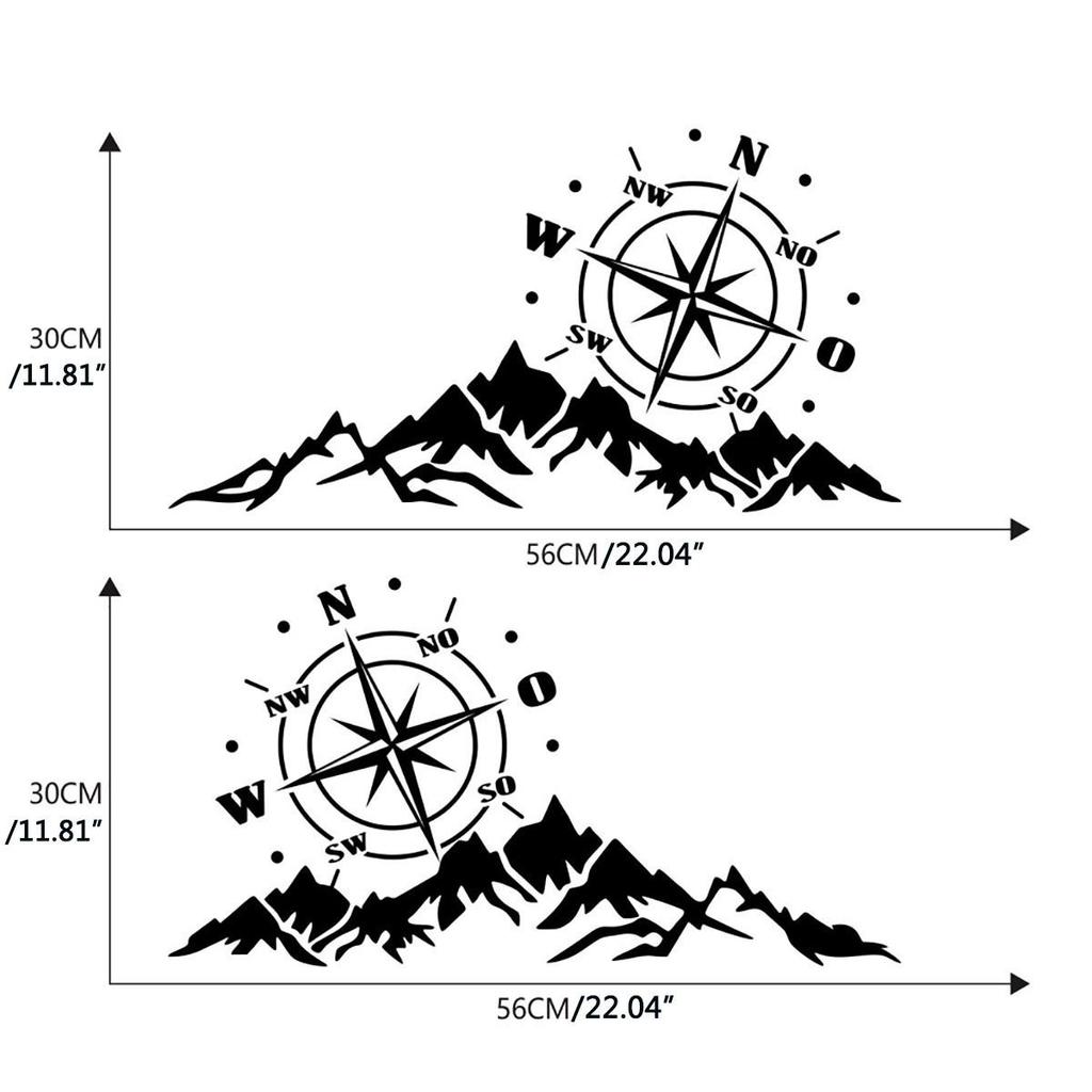 Mountain Peak Compass Wall & Car Window Sticker