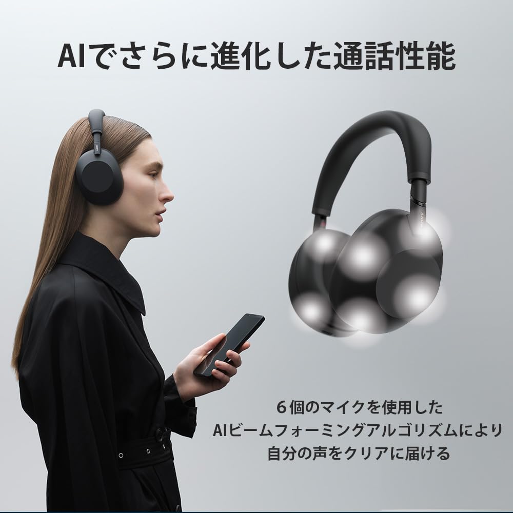 Sony Wireless Headphones with Noise and Ambient Sound Capture WH-1000XM6 Black World-Class Cancellation, Bluetooth, Long-Range, Foldable,