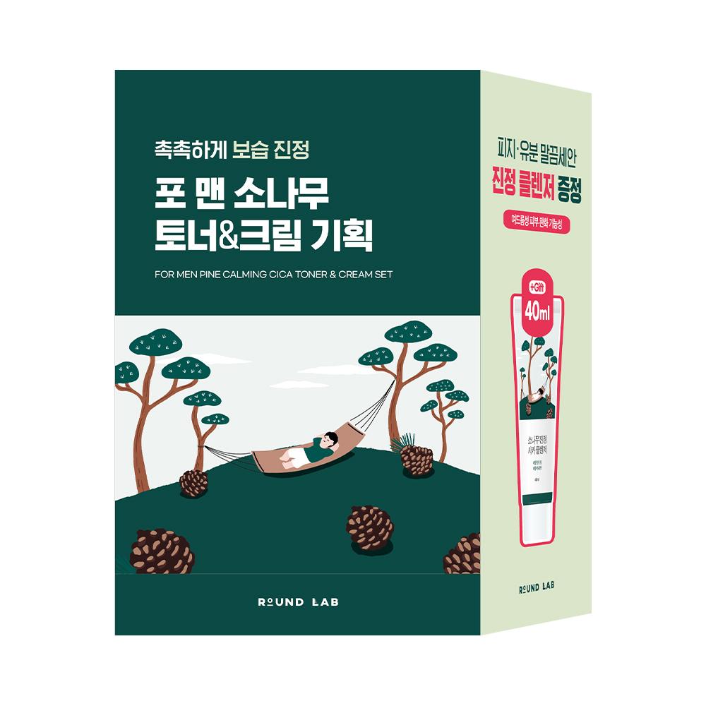 Round Lab FOr Men Kiefernöl Beruhigende Toner-Creme 2er-Pack 300ml Toner ODER +20 Hexen-Reinigungstücher ODER 40ml Reinigungsmittel