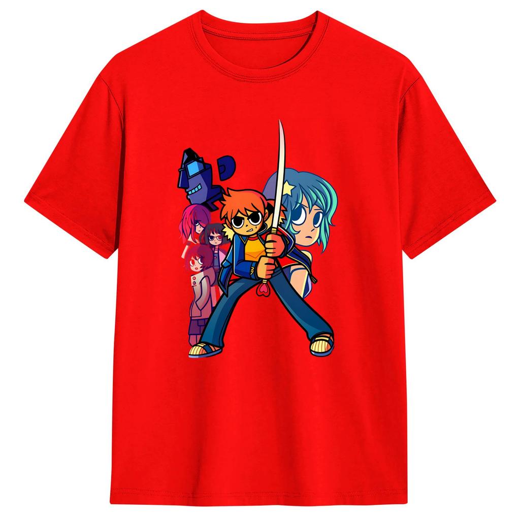 Unisex T-Shirts Scotts Pilgrim Mode Baumwoll-T-Shirts Kurzarm-T-Shirts Rundhals Kleidung Geschenkidee