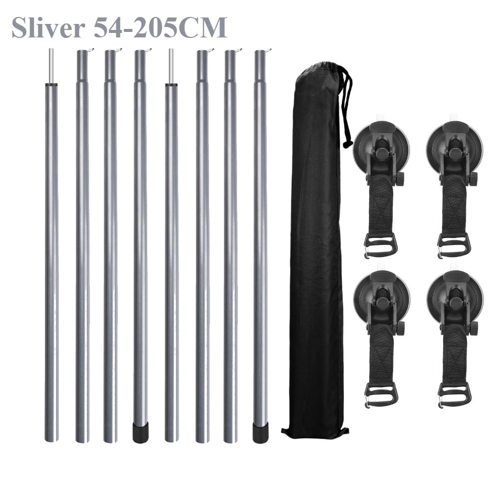 

2PC 195CM Awning Poles Strength Aluminum Tent Pole And 4PC Strong Suction Cup Anchor Outdoor Canopy Tent Shade Awning Accessori