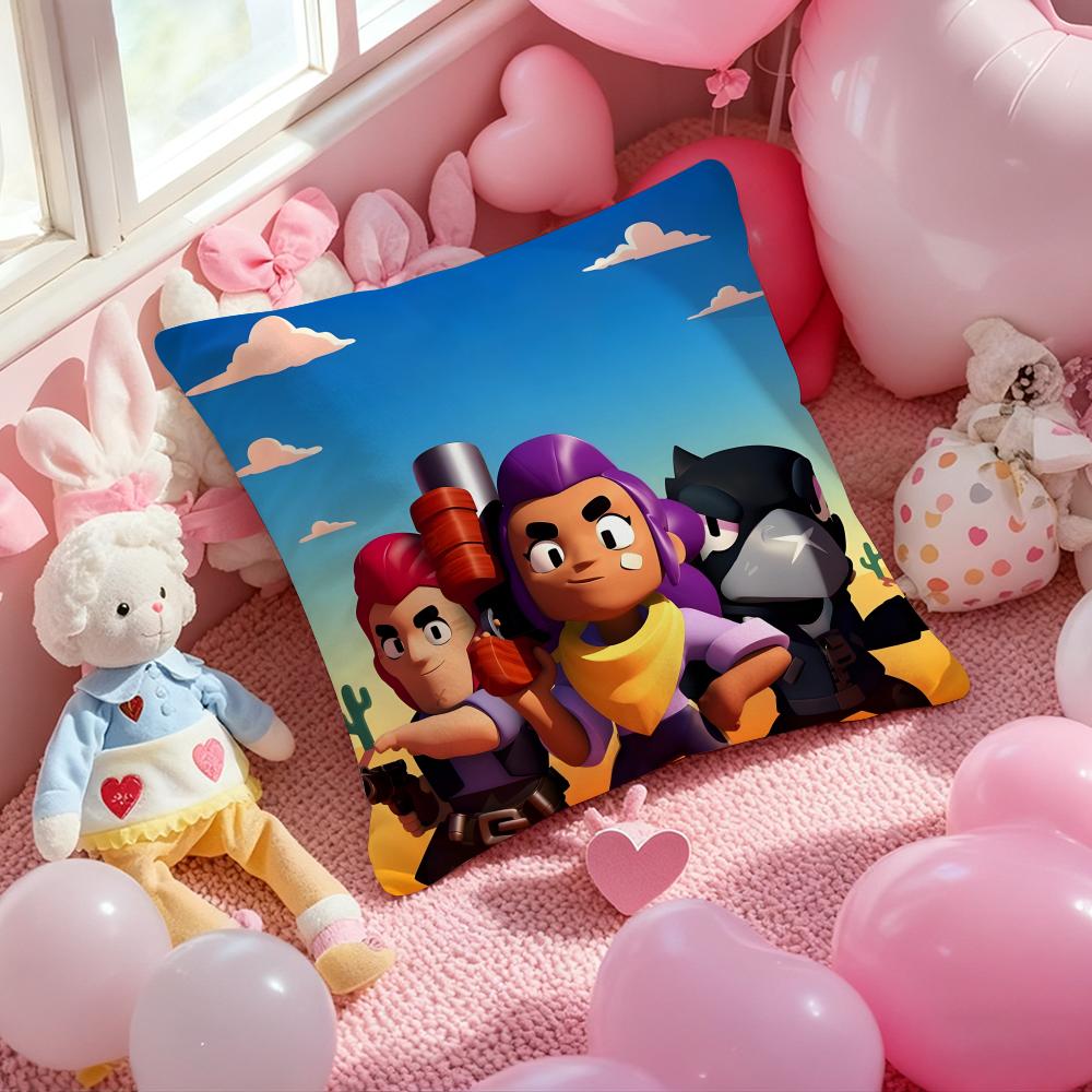 

B-Brawl S-Stars Ігровий Чохол на Подушку З Малюнком Наволочка для Вітальні Диванної Подушки та Декору Спальні 12x12Inch