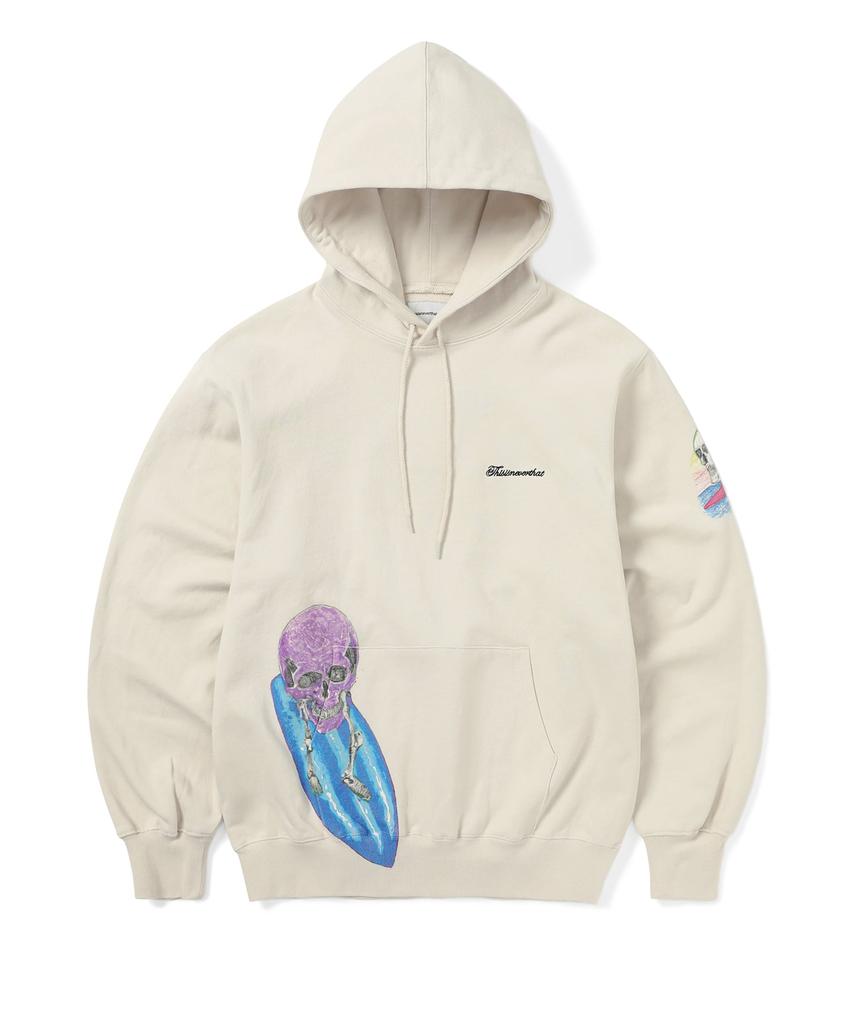 Surfing Skull Hoodie Natural