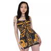 Y2k Skeleton Prints Bodycon Dress Halloween Clothes Gothic Summer Sleeveless Spaghetti Straps Mini Dresses Party Club Streetwear