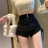 Plus Size Black Pleated Drawstring Shorts - Korean Style Sweet and Spicy Hip-Hugging ElastiFit Slimming Casual Women's Hot Pants