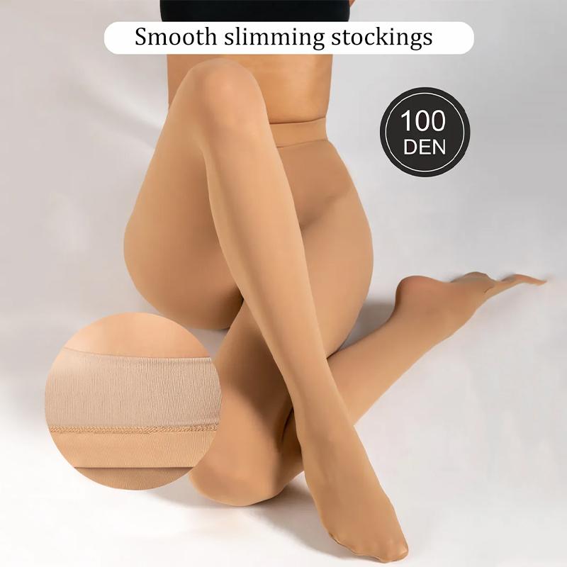 Kave 100G-200G Damen Schwarz Durchscheinende Strumpfhose Damen Winter Samt Fleece Warme Strumpfhose Winter Streetwear Dicke Socke 40-65kg beige