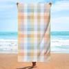 Cute Pink White Plaid Beach Towel Modern Minimalism Gingham Pattern Quick Dry Absorbent Sand-Free Towel for Beach Daily Use