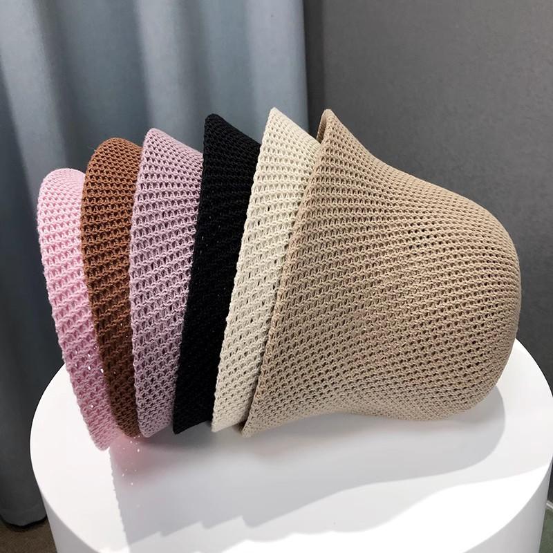 Fisherman's hat, spring and summer hollow thin design, sun protection and sunshade bucket hat, face enhancing small basin hat