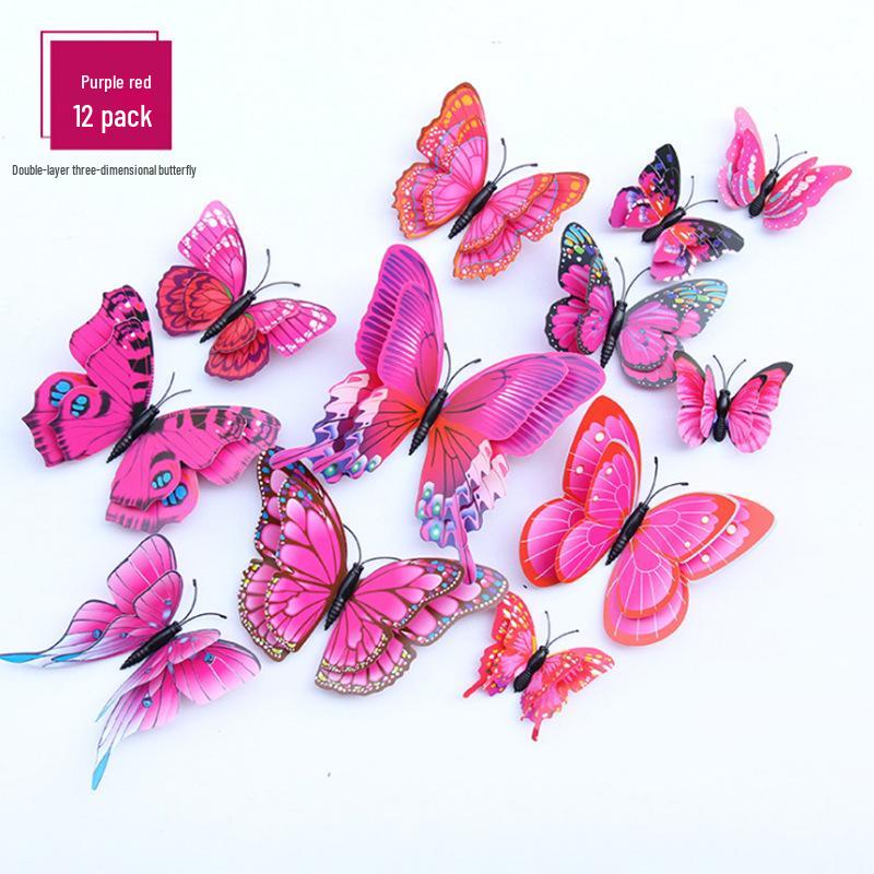 3D Butterflies Wall Decor: Stereoscopic Stickers for Living Room, Bedroom, or Fridge.