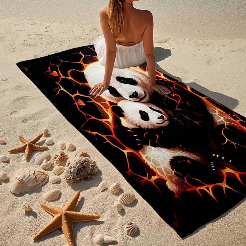 Colorful Panda Love Beach Towel, Super Soft Microfiber, Gift for Her/Him, Birthday, for Pool, Beach, Travel, Home Decor Fan gifts