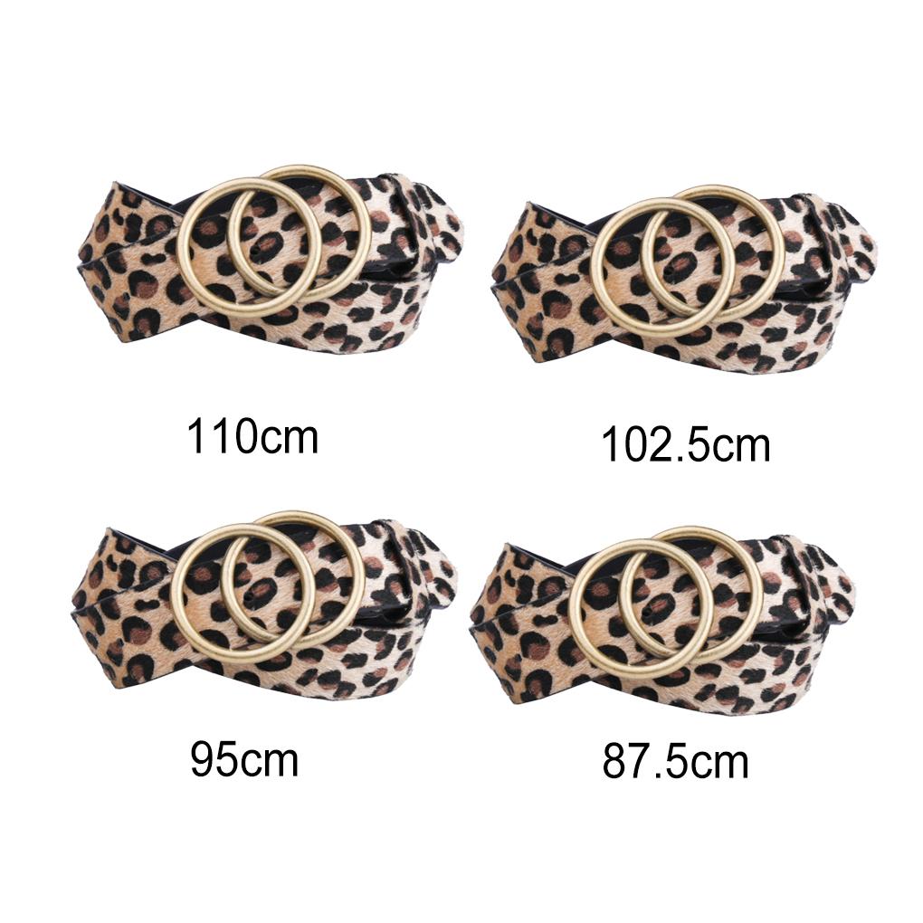 Waist Band Leopard Print with Double Ring Buckle Wide Faux Leather Straps Valentines Day Fashion Accessory Belts for Women