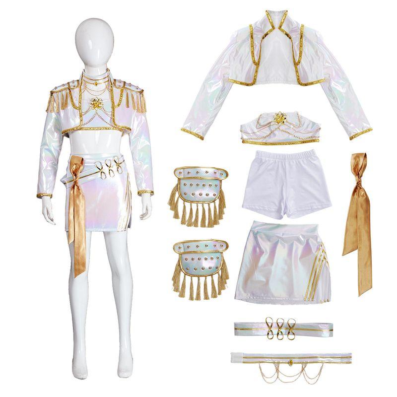 K-Pop Dämonenjäger Mädchengruppe Cosplay Kostüm Lumi Weiß Bunt Bühnenperformance Outfit Cosplay Kostüm Grenzüberschreitende Fabrik