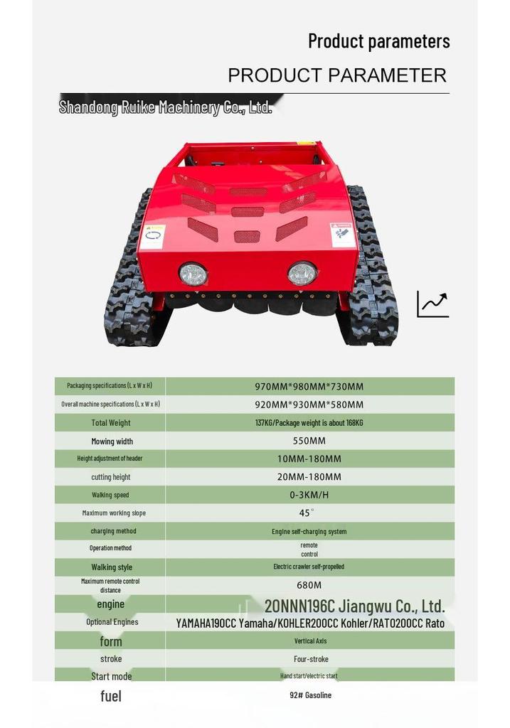 16HP Remote Control Robotic Lawnmower for Gasoline-Powered Orchard Use