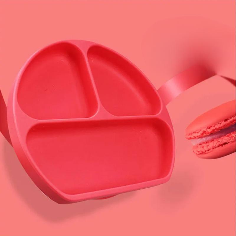 

Baby One-piece Silicone Suction Cup Bowl Children s Eating Separation Plate Anti-drop and Anti-breakage Adsorption Tableware Plate червоний