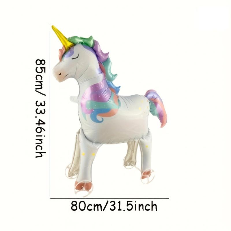 

1 шт 3D шагающий воздушный шар из алюминиевой пленки в виде кота-единорога с колесами, съемные колеса, подходит для украшения вечеринок с домашними животными, дней рождения и т. д.