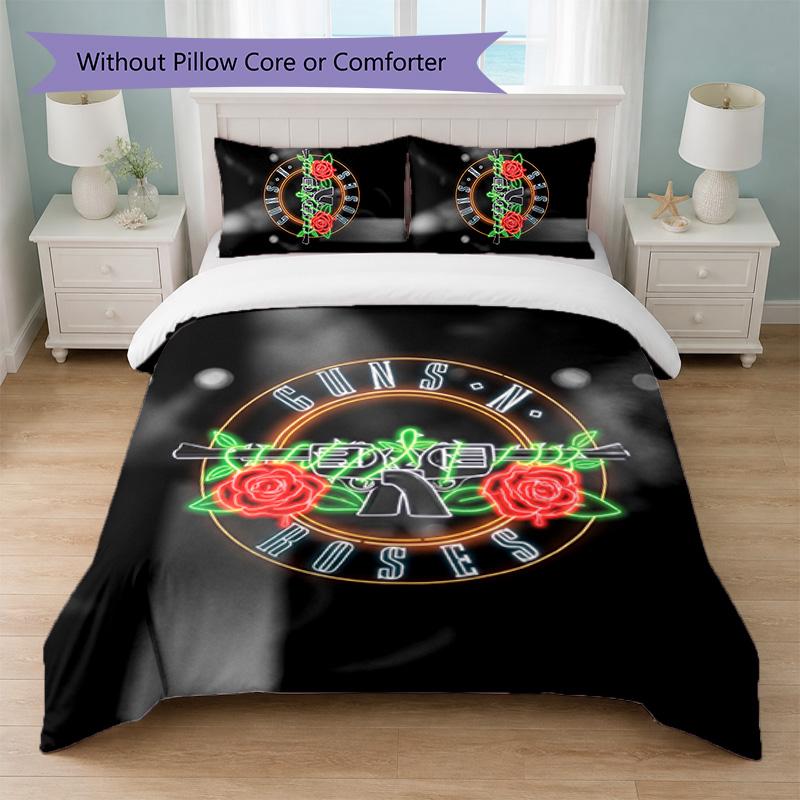 Guns N’ Roses Print 3Pcs Bedding Set Duvet Cover With Two Pillowcases Soft Bed Linen For Household Bedroom