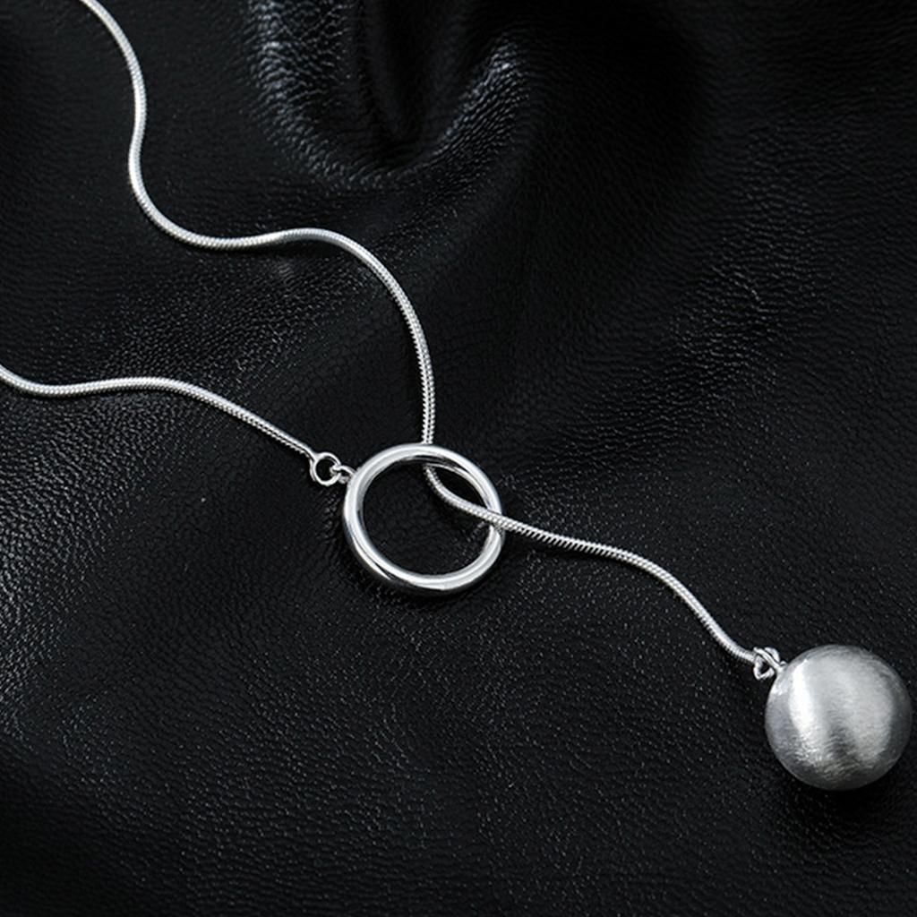 Brushed Balls Pendant Necklace Round Ball Long Necklace Fashionable Geometric Collarbone Chain Metal Jewelry Neck Accessory