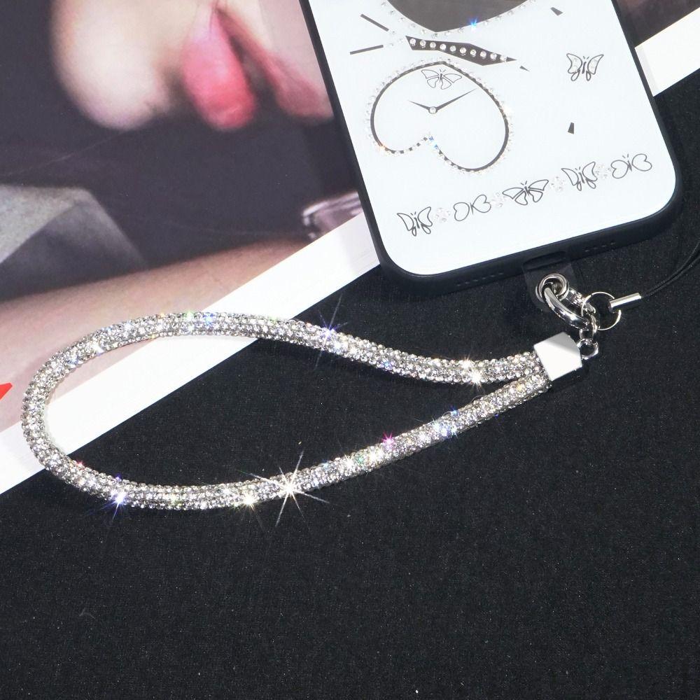 Diamond Crystal Telefonhandledsremmar Nyckelring Flashig Glitter Strass Telefon Snodd Hängande Anti-förlorad Rep