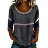 Women’s Casual Loose Fit Blouse with Hollow Out Trim Detailing Long Sleeve Round Neck Lightweight Pullover Top Shirt