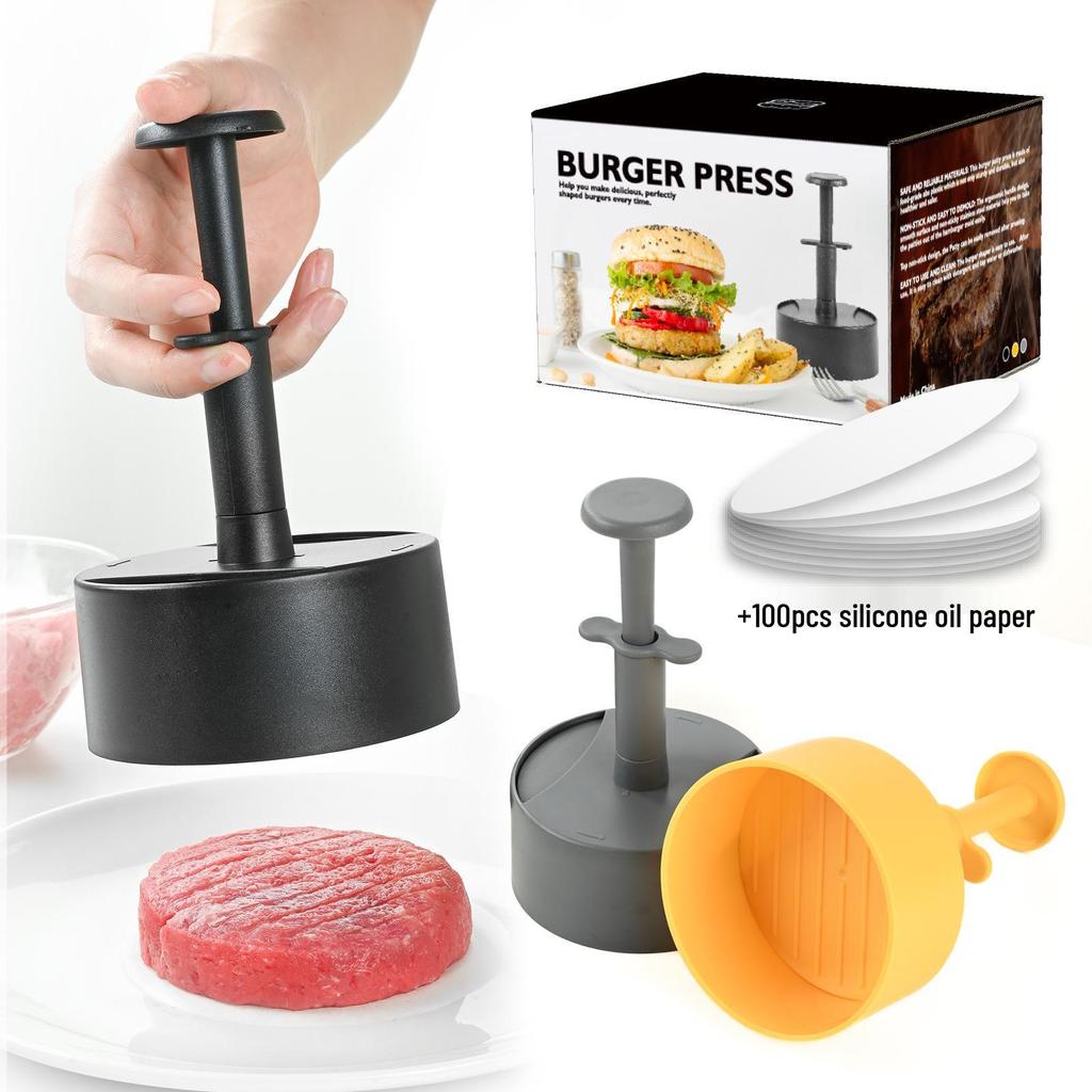 ABS Plastic Non-Stick Round Burger Patty Press - Manual Kitchen Tool