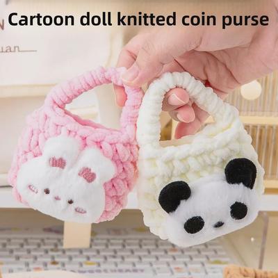Cartoon Plush Coin Purse & Earphone Cable Storage Bag for Girls