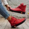 Autumn Winter Women's High Top Flat Sneakers Solid Color Lace Up Hook & Loop Ankle Boots Casual & Comfy Boots
