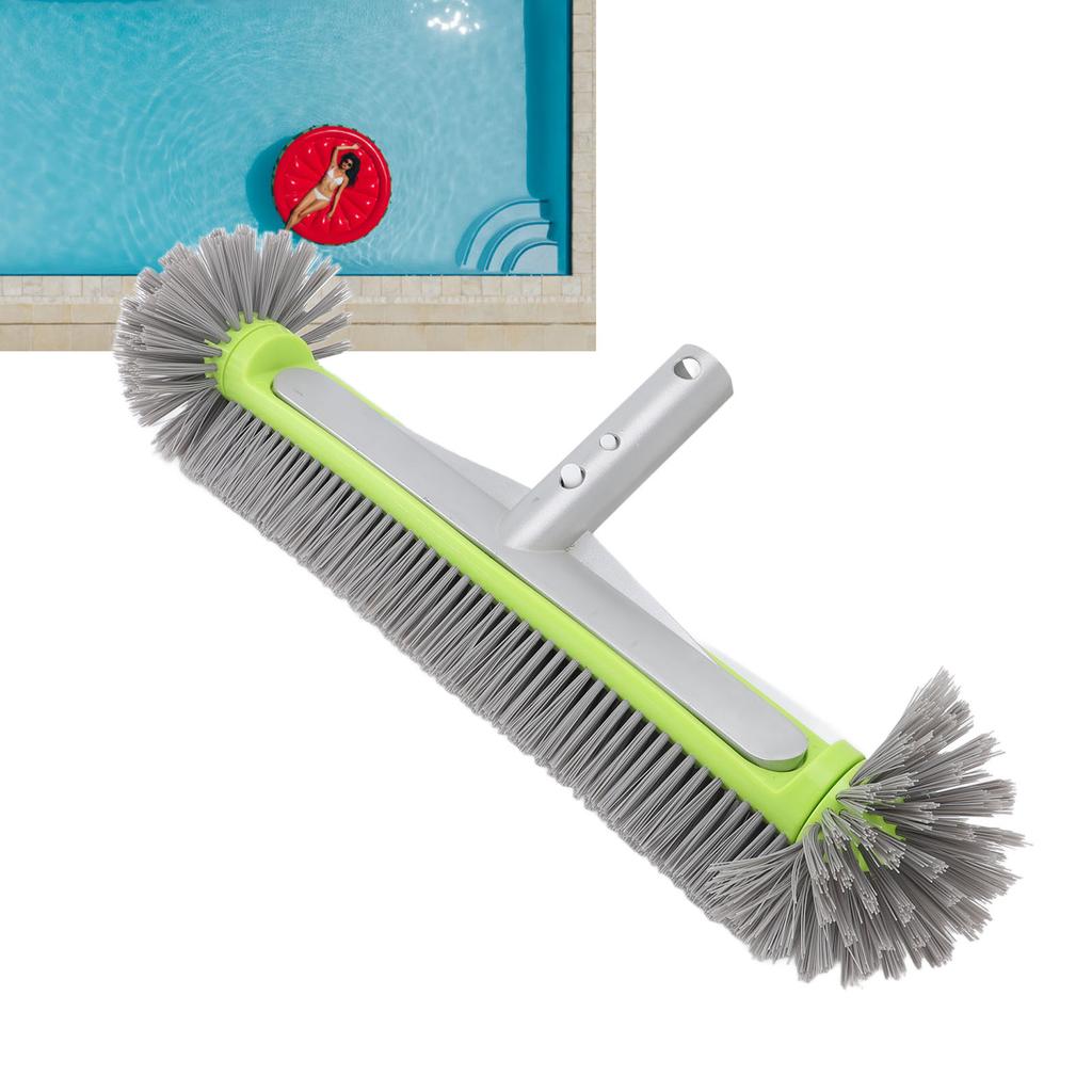 17.5 Inch Pool Brush Head, Wall, Floor, Corner and Tile Brush with 7 Rows of Premium Nylon  , Aluminum Frame with EZ Clip for Pools and