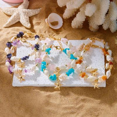 Boho Meeresstern & Muschel Armband für Damen: High-End Dopamin-Design