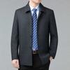 Autumn and winter cashmere jacket men's business casual buttoned wool top middle-aged and elderly lapel dad jacket