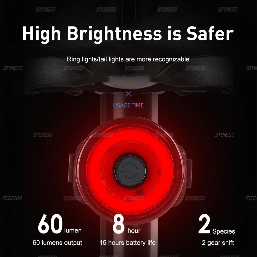 Waterproof USB Rechargeable LED Bike Tail Light Bicycle Rear Light for Mountain Road Cycling Safety Accessories