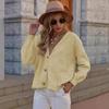 Neuer lässiger Strick-Cardigan mit V-Ausschnitt - Einfarbiges Damen-Oberteil für Herbst/Winter