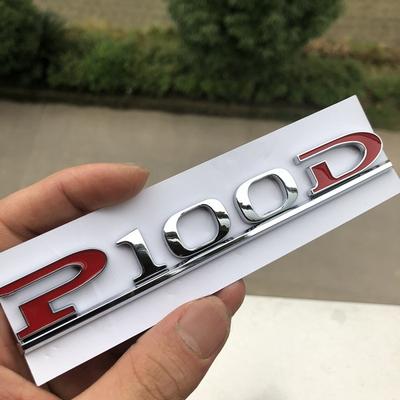 Car Emblem P100D Logo Sticker Car Styling Trunk Badge Sticker Original Chrome Red