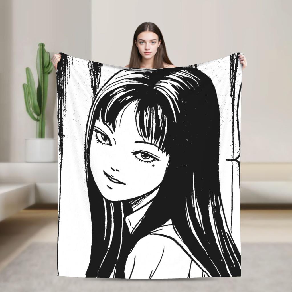Tomie Junji Ito Blanket  Soft Fashion Plush Throw Blanket For Couch Chair Sofa Bed Travel Flannel Bedspread Bed Cover