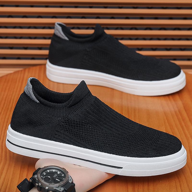 Men's Sneakers Men Spring Casual Breathable Ultralight Slip On Shoes Mesh Sock Mouth Jogging Athletic Ultra Light Board Shoes