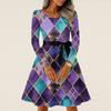 Damen Casual Mode Langarm Vintage Lange Kleider
