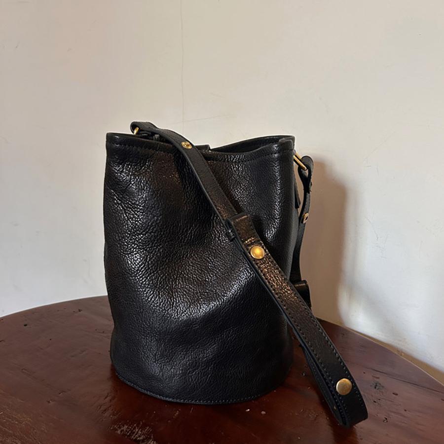 Schoolbag Women's Black Retro Soft Leather High-Quality Bucket Bag /Coffee Large-Capacity Commuter Shoulder Bags Tote Purse And Handbag Bolsa