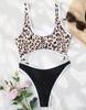 Dámské plavky s leopardím potiskem, výstřih do U, pas dutý, sexy jednodílné plavky v bikinách